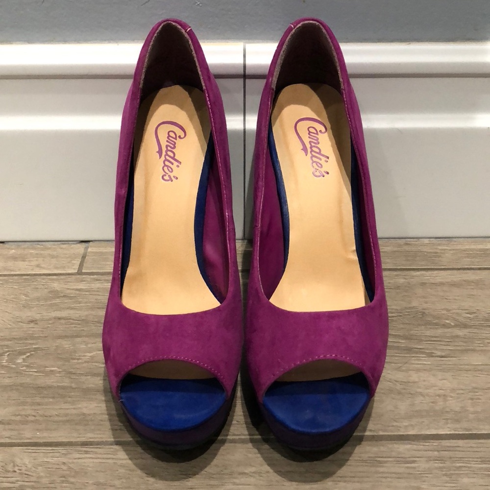 Candies color block platform peep toe pumps